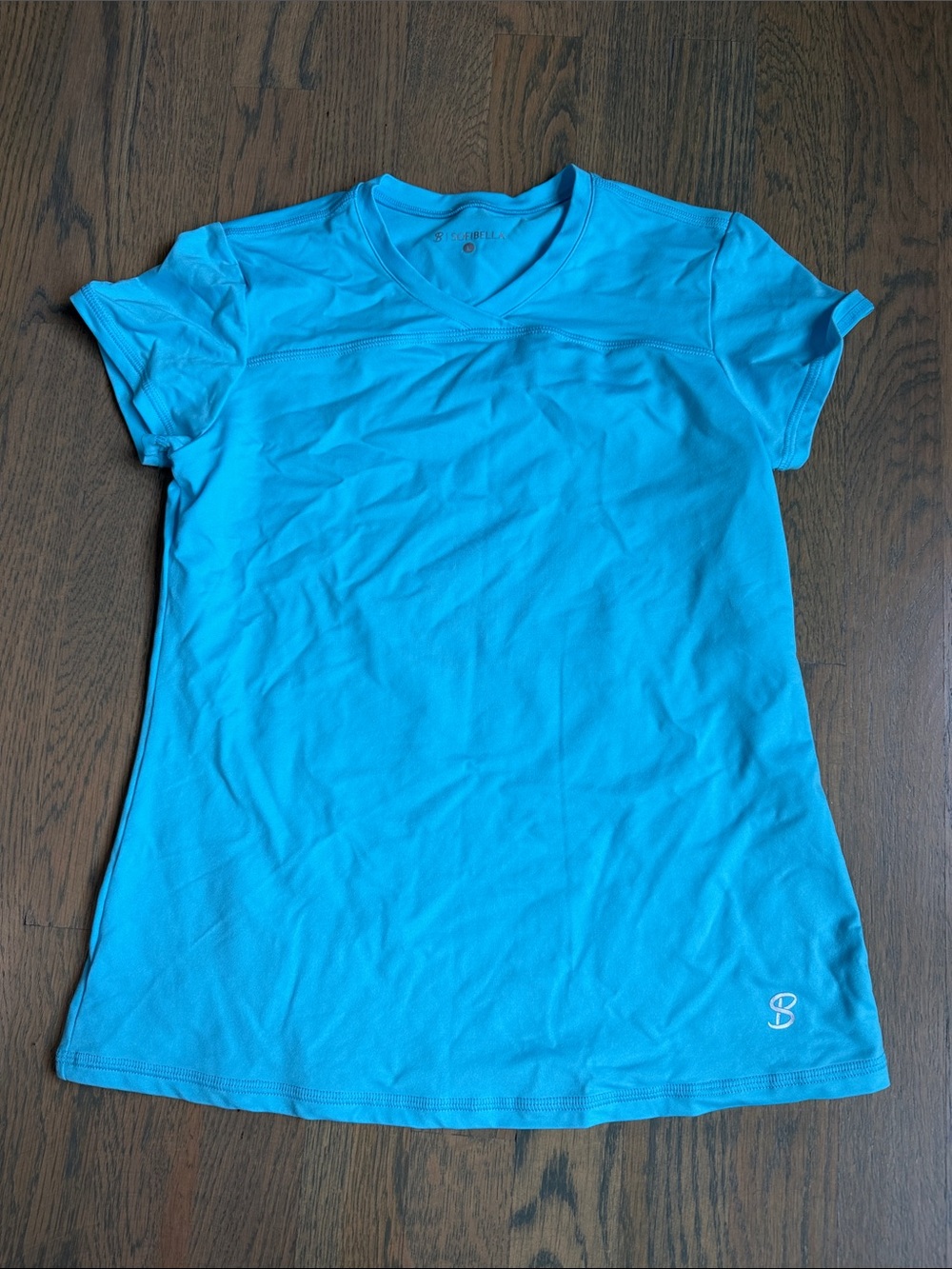 Sofibella Turquoise Short Sleeve V-Neck Tennis Tee